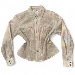 Corduroy Button-Up Shirt Jacket Western Contempo Casuals Size S